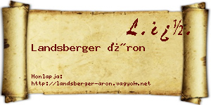 Landsberger Áron névjegykártya